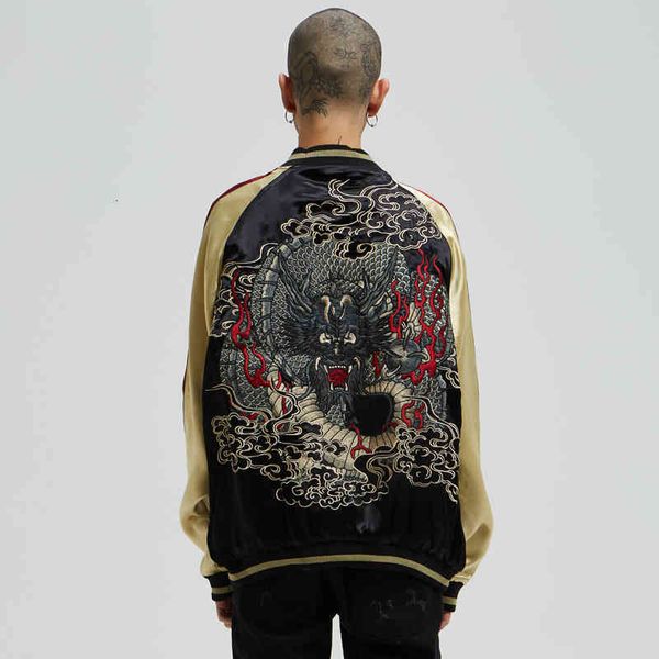 men's jackets chinese style dragon pattern jacket japanese yokosuka heavy industry embroidery brand vintage men's cloths 1nx4, Black;brown
men's jackets chinese style dragon pattern jacket japanese yokosuka heavy industry embroidery brand vintage men's cloths 1nx4, Black;brown