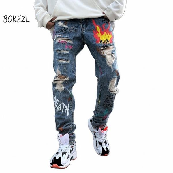 men streetwear denim pants hip hop ripped holes graffiti fire flame print jeans harajuku cotton joggers trousers men's, Black
men streetwear denim pants hip hop ripped holes graffiti fire flame print jeans harajuku cotton joggers trousers men's, Black