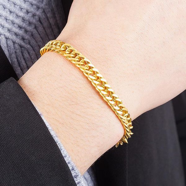 link, chain misheng men's fashion 20cm all-match bracelet simple gold link temperament jewelry accessories gift, Black
link, chain misheng men's fashion 20cm all-match bracelet simple gold link temperament jewelry accessories gift, Black