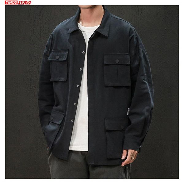 men's casual shirts drop 2021 autumn cargo loose japanese fashions overalls coats male streetwear baggy pocket, White;black
men's casual shirts drop 2021 autumn cargo loose japanese fashions overalls coats male streetwear baggy pocket, White;black