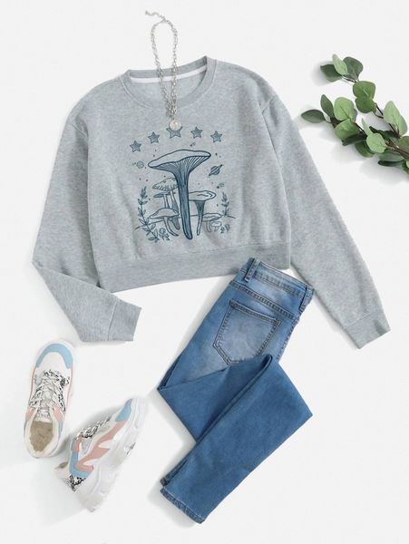 mushroom and star print thermal lined crop sweatshirt y7s8#, White;black
mushroom and star print thermal lined crop sweatshirt y7s8#, White;black