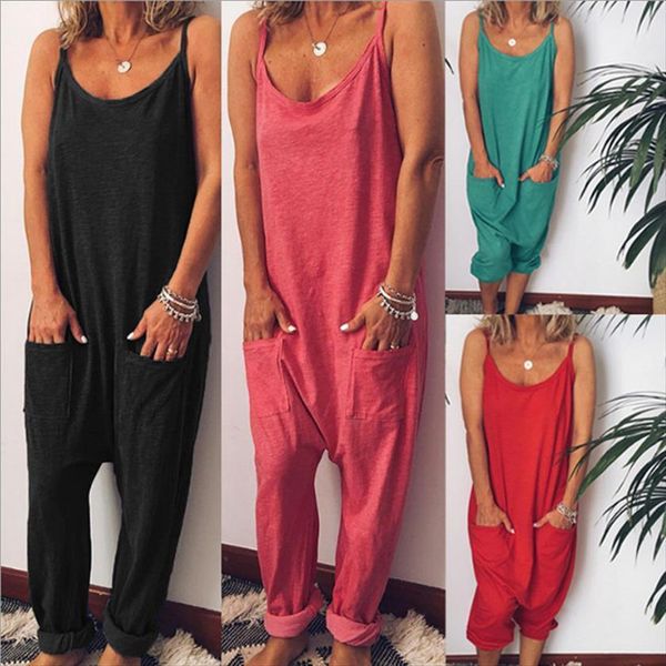 summer loose solid color cotton womens jumpsuit round neck strap sleeveless casual, Black;white
summer loose solid color cotton womens jumpsuit round neck strap sleeveless casual, Black;white