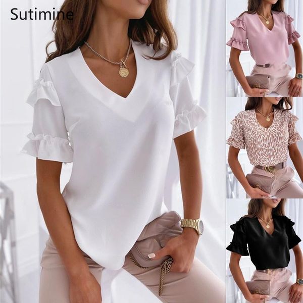 women's blouses & shirts summer woman women fashion ruffles short sleeve shirt v neck casual female clothing elegant lady blouse, White
women's blouses & shirts summer woman women fashion ruffles short sleeve shirt v neck casual female clothing elegant lady blouse, White