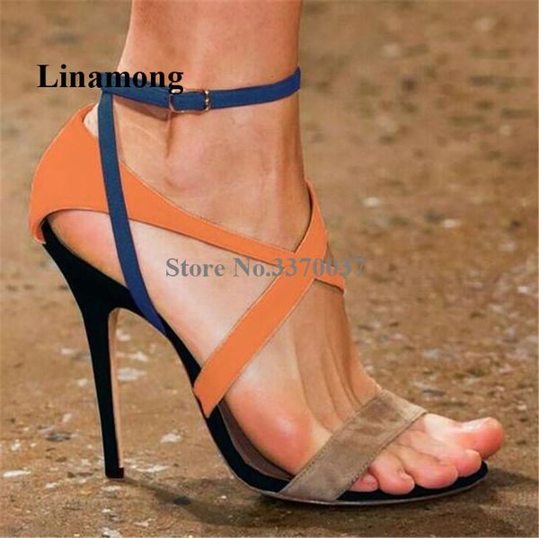 women elegant fashion open toe suede leather stiletto heel gladiator sandals patchwork strap cross high dress heels, Black
women elegant fashion open toe suede leather stiletto heel gladiator sandals patchwork strap cross high dress heels, Black