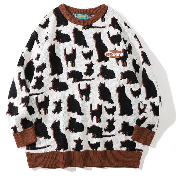 men's sweaters animal printed color patchwork men hip hop sweater knitted harajuku streetwear vintage knitwear pullover knit outwear, White;black
men's sweaters animal printed color patchwork men hip hop sweater knitted harajuku streetwear vintage knitwear pullover knit outwear, White;black