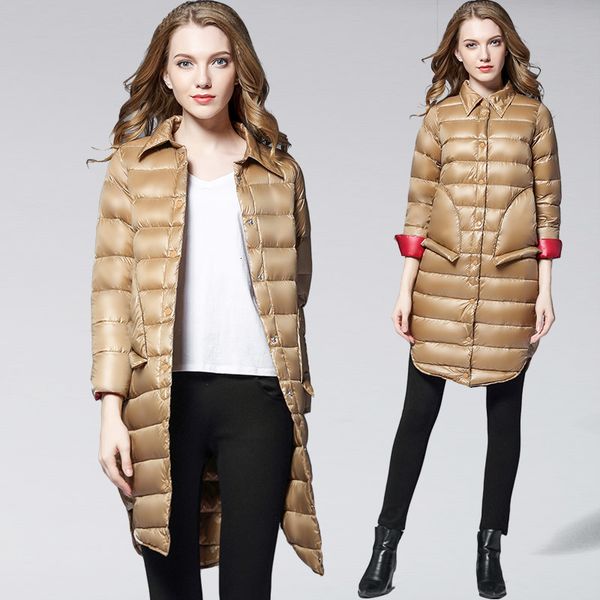 women's down & parkas autumn and winter women long jacket single breasted ultra light jackets big pocket overcoats with carry bag1 9135, Black
women's down & parkas autumn and winter women long jacket single breasted ultra light jackets big pocket overcoats with carry bag1 9135, Black