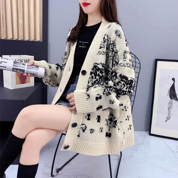 women's knits & tees retro knitted cardigan jacket 2021 loose casual outer wear knit sweater autumn single breasted full sleeve, White
women's knits & tees retro knitted cardigan jacket 2021 loose casual outer wear knit sweater autumn single breasted full sleeve, White