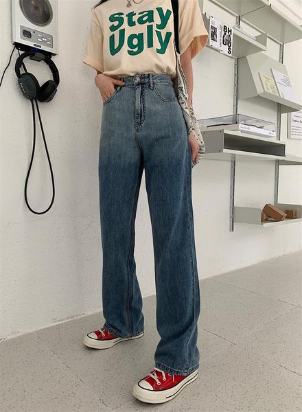 women's jeans sml 2021 summer korean style women denim pants gradient high waist straight long trousers female (n0147), Blue
women's jeans sml 2021 summer korean style women denim pants gradient high waist straight long trousers female (n0147), Blue