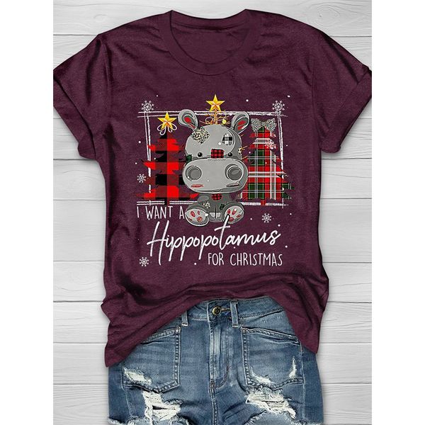 summer women's t-shirt christmas donkey print round neck street casual home short-sleeved loose and comfortable, White
summer women's t-shirt christmas donkey print round neck street casual home short-sleeved loose and comfortable, White