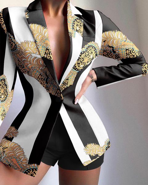 women's suits & blazers jacket striped print female blazer office lady lapel collar single button tailored long sleeve suit coats 2021, White;black
women's suits & blazers jacket striped print female blazer office lady lapel collar single button tailored long sleeve suit coats 2021, White;black