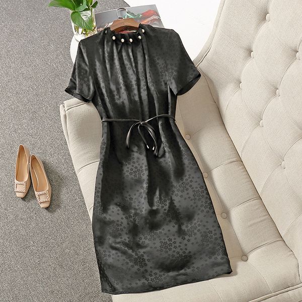 2021 summer short sleeve round neck black / champagne floral print belted beaded mid-calf acetate dress elegant casual dresses 21a254209, Black;gray
2021 summer short sleeve round neck black / champagne floral print belted beaded mid-calf acetate dress elegant casual dresses 21a254209, Black;gray