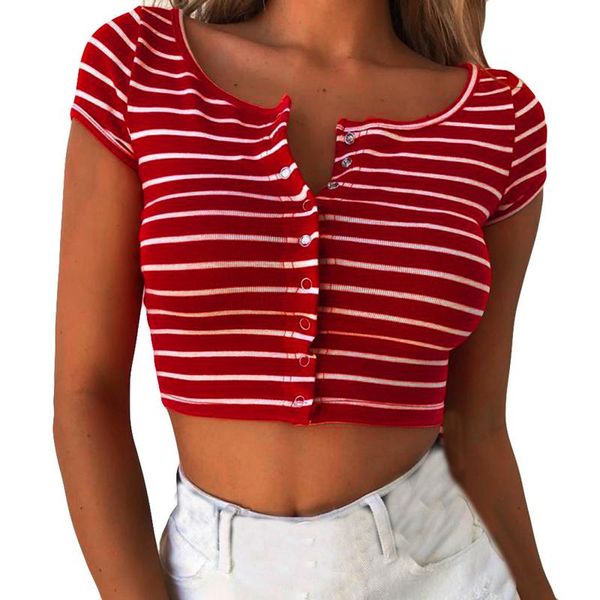 women's t-shirt women button down tee casual t-shirts summer ladies elegant short sleeve v neck striped print slim fit tees, White
women's t-shirt women button down tee casual t-shirts summer ladies elegant short sleeve v neck striped print slim fit tees, White