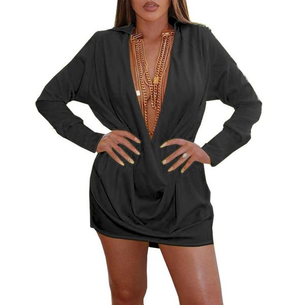 casual dresses 2021 fashion autumn european and american women's solid color long sleeve deep v mini dress, Black;gray
casual dresses 2021 fashion autumn european and american women's solid color long sleeve deep v mini dress, Black;gray