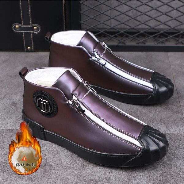 men's warm boots punk street british style casual ankle boot men high zipper black bottom flat platform shoes for male
men's warm boots punk street british style casual ankle boot men high zipper black bottom flat platform shoes for male
