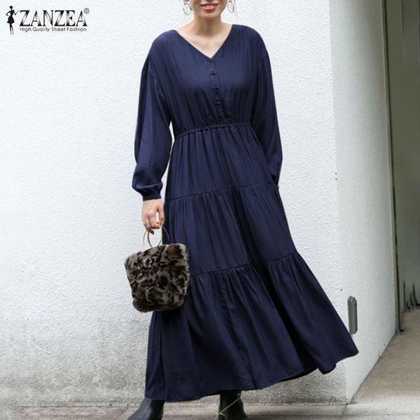 casual dresses zanzea v neck maxi vestidos women's autumn longue dress solid ruffle robe femme elegant puff sleeve plus size 5xl, Black;gray
casual dresses zanzea v neck maxi vestidos women's autumn longue dress solid ruffle robe femme elegant puff sleeve plus size 5xl, Black;gray