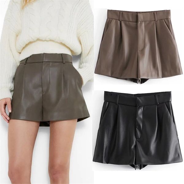 pleated high waisted faux leather shorts women a-line black winter ladies vintage casual short pants 210519, White
pleated high waisted faux leather shorts women a-line black winter ladies vintage casual short pants 210519, White