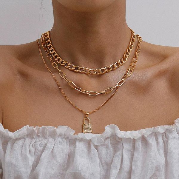 bohemia layered chain rhinestone padlock pendant necklace for women statement jewelry choker on the neck punk collar gifts necklaces, Silver
bohemia layered chain rhinestone padlock pendant necklace for women statement jewelry choker on the neck punk collar gifts necklaces, Silver