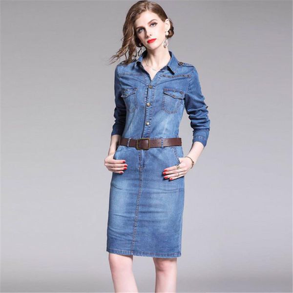 casual dresses retro denim dress women fashion turn-down collar rivet jeans with belt long sleeve cowboy ladies 2xl ds8018, Black;gray
casual dresses retro denim dress women fashion turn-down collar rivet jeans with belt long sleeve cowboy ladies 2xl ds8018, Black;gray