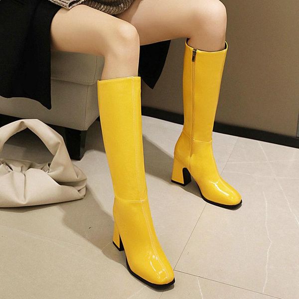 boots 2021 autumn winter patent leather knee high ladies thick heel rider fashion zipper plus size women's shoes, Black
boots 2021 autumn winter patent leather knee high ladies thick heel rider fashion zipper plus size women's shoes, Black