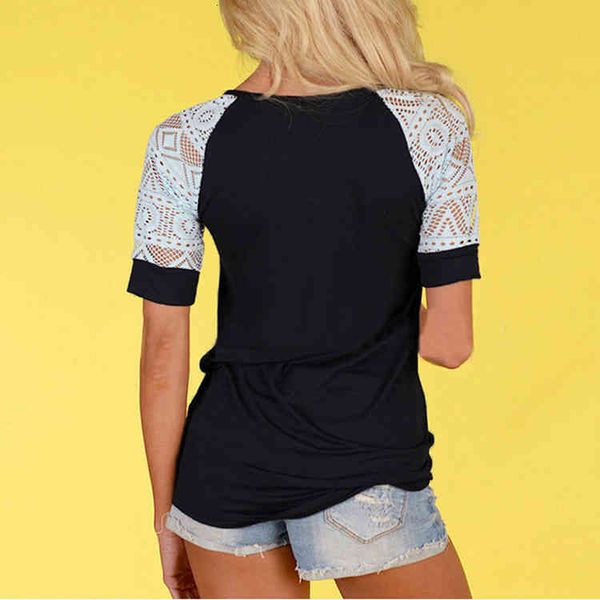 women's t-shirt women lace sleeves design t shirts summer colors patchwork slim fit trim tees short casual clothing 57cx, White
women's t-shirt women lace sleeves design t shirts summer colors patchwork slim fit trim tees short casual clothing 57cx, White