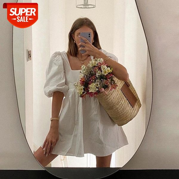 women short lantern sleeve backless dress ladies summer fashion square collar solid color casual mini streetwear #vy86, White;black
women short lantern sleeve backless dress ladies summer fashion square collar solid color casual mini streetwear #vy86, White;black