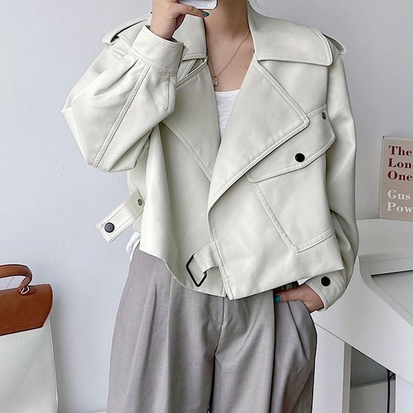 women's leather & faux ly varey lin spring autumn women fashion turn-down collar loose jacket lady motorcycle biker punk short outerwea, Black
women's leather & faux ly varey lin spring autumn women fashion turn-down collar loose jacket lady motorcycle biker punk short outerwea, Black