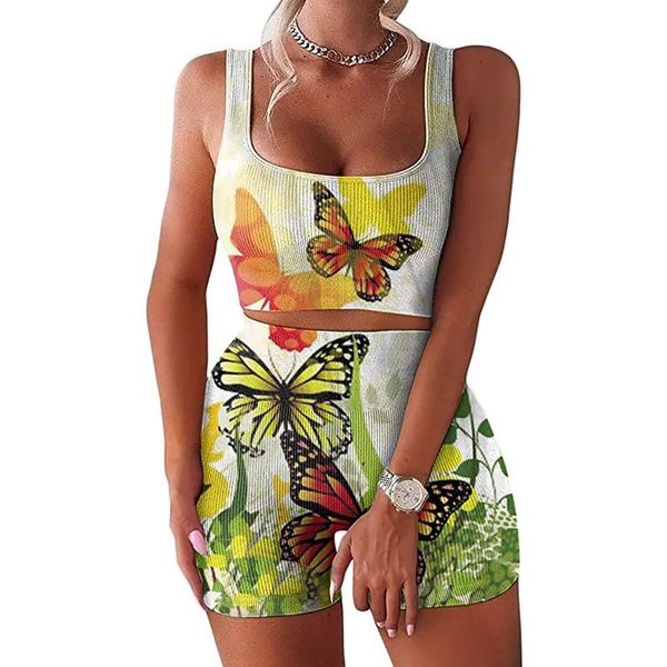 women's t-shirt women sleeveless shirts seamless ribbed crop tank high waist shorts butterfly printing yoga suit breathable sports sets, White
women's t-shirt women sleeveless shirts seamless ribbed crop tank high waist shorts butterfly printing yoga suit breathable sports sets, White