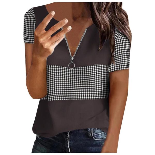 women's blouses & shirts women elegant patchwork blouse contrast color stripe zipper v-neck short sleeves harajuku casual blusas mujer, White
women's blouses & shirts women elegant patchwork blouse contrast color stripe zipper v-neck short sleeves harajuku casual blusas mujer, White