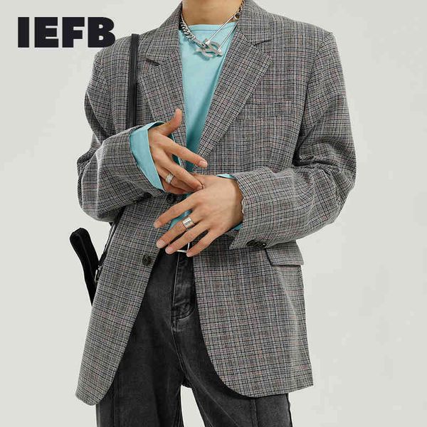 iefb spring fashion lattice suit coat men's trend loose vintage back vent office casual notched long sleeve blazer 7129 210524, White;black
iefb spring fashion lattice suit coat men's trend loose vintage back vent office casual notched long sleeve blazer 7129 210524, White;black