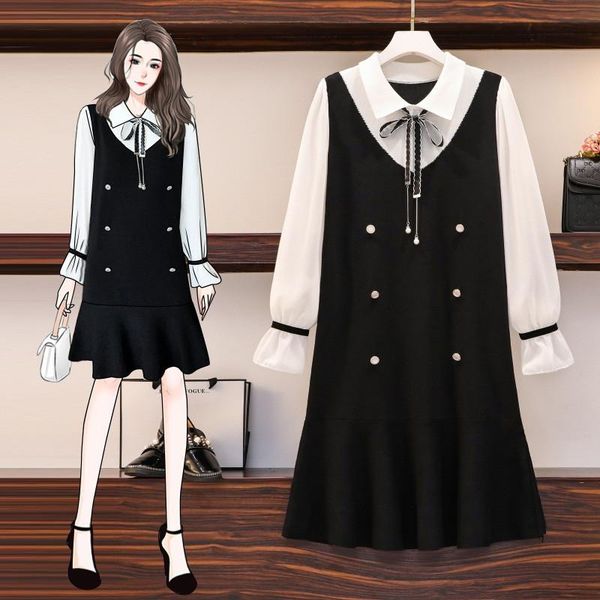 casual dresses black bow stitch long sleeved plus large size oversize korean fashion kawaii women's elegant autumn 2021 clothing, Black;gray
casual dresses black bow stitch long sleeved plus large size oversize korean fashion kawaii women's elegant autumn 2021 clothing, Black;gray