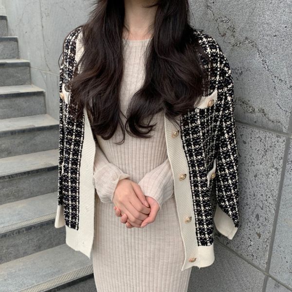 knits autumn winter lazy houndstooth plaid knit cardigan coat women fashion loose knitwear korean casual long sleeve sweater outwear see0, White
knits autumn winter lazy houndstooth plaid knit cardigan coat women fashion loose knitwear korean casual long sleeve sweater outwear see0, White