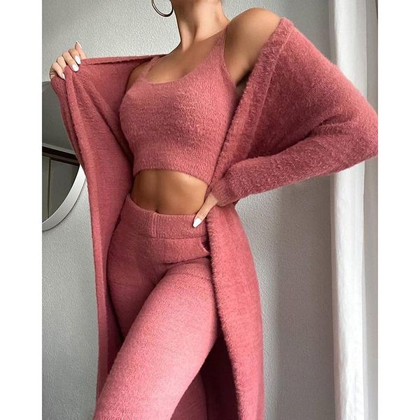 women's two piece pants autumn winter soft fluffy three sets women off shoulder crop and long homesuit casual ladies 3 suit, White
women's two piece pants autumn winter soft fluffy three sets women off shoulder crop and long homesuit casual ladies 3 suit, White