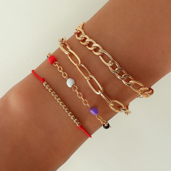 charm bracelets ingesight.z 4pcs/set punk chunky thick link chain bangles multi layered colorful beaded for women jewelry, Golden;silver
charm bracelets ingesight.z 4pcs/set punk chunky thick link chain bangles multi layered colorful beaded for women jewelry, Golden;silver