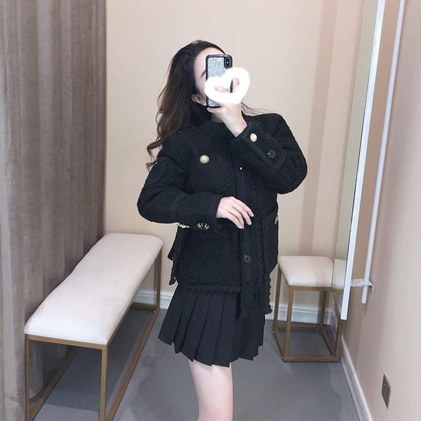 women's jackets quality high design autumn winter womens tweed long sleeve o-neck chic single breasted lace embroidery female coats, Black;brown
women's jackets quality high design autumn winter womens tweed long sleeve o-neck chic single breasted lace embroidery female coats, Black;brown