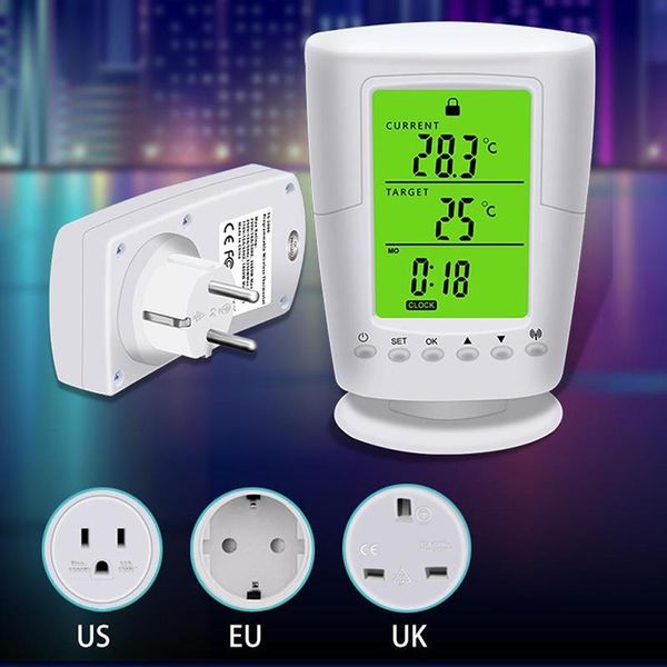 smart home control digital wireless thermostat sockets thermostatic temperature controls for indoor water/gas boiler heating eu/us/uk plug 
smart home control digital wireless thermostat sockets thermostatic temperature controls for indoor water/gas boiler heating eu/us/uk plug
