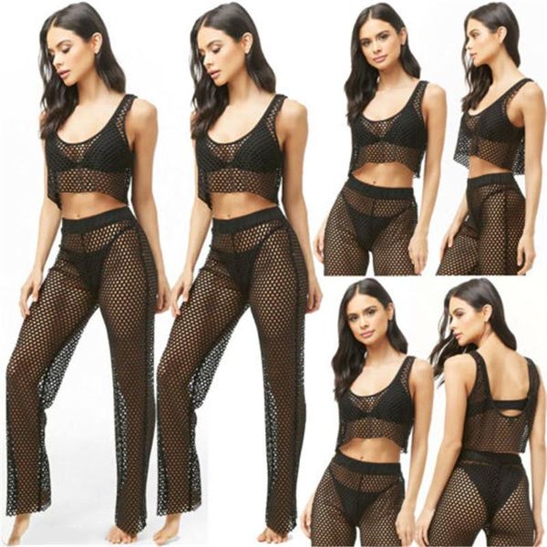 women's jumpsuits & rompers 2021 2pcs women set crochet mesh swimwear summer beach sheer bikini cover up suit long womens jumpsuit, Black;white
women's jumpsuits & rompers 2021 2pcs women set crochet mesh swimwear summer beach sheer bikini cover up suit long womens jumpsuit, Black;white