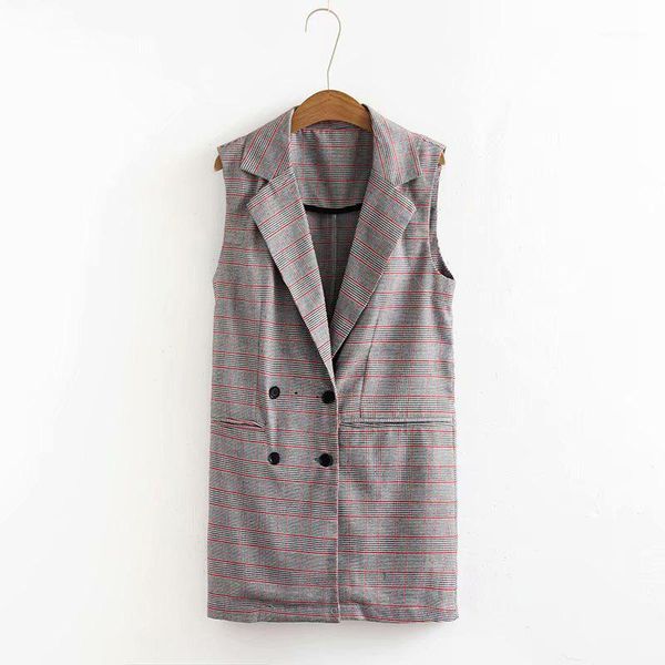women's vests geckoistail women plaid long blazer vest waistcoat spring autumn elegant office lady coat fashion pockets jacket outerwea, Black;white
women's vests geckoistail women plaid long blazer vest waistcoat spring autumn elegant office lady coat fashion pockets jacket outerwea, Black;white