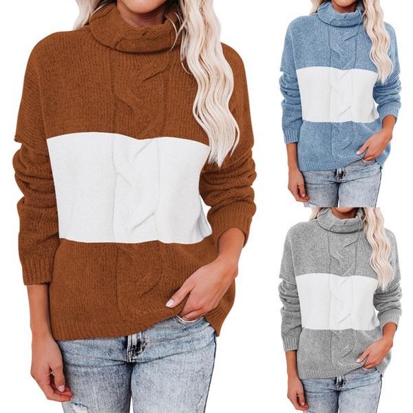 women's sweaters 2021 women knit turtleneck sweater adults stitching color block long sleeve pullover (coffee, light grey, blue), White;black
women's sweaters 2021 women knit turtleneck sweater adults stitching color block long sleeve pullover (coffee, light grey, blue), White;black