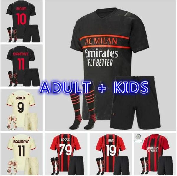 21 22 ac milan soccer jerseys 2021 2022 zlatan ibrahimovic football shirt rebic maillot de foot bennacer romagnoli kids kit man theo r.leao, Black;yellow
21 22 ac milan soccer jerseys 2021 2022 zlatan ibrahimovic football shirt rebic maillot de foot bennacer romagnoli kids kit man theo r.leao, Black;yellow