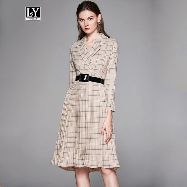 dresses new autumn vintage pleated belt plaid women elegant office ladies a-line dresses high waist retro party dress, Black;gray
dresses new autumn vintage pleated belt plaid women elegant office ladies a-line dresses high waist retro party dress, Black;gray