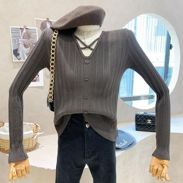 women's sweaters niche design clothing 2021 autumn winter cross v-neck long sleeve sweater versatile thin knit shirt top, White;black
women's sweaters niche design clothing 2021 autumn winter cross v-neck long sleeve sweater versatile thin knit shirt top, White;black