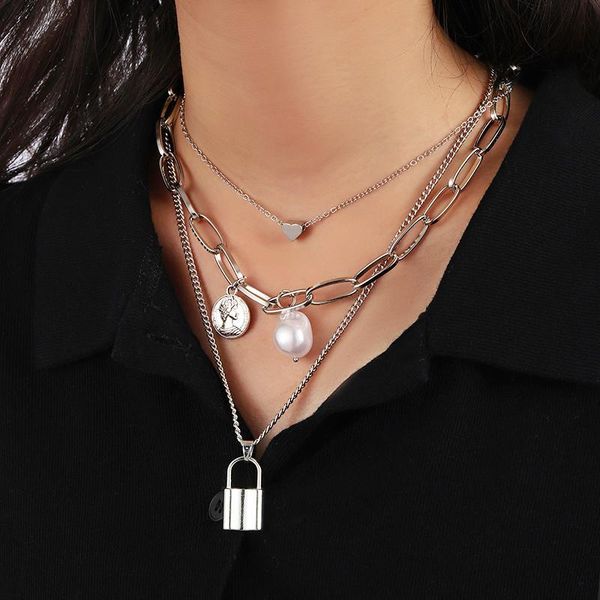 chains fashion vintage love lock drop pendant necklace punk simulated pearl chain necklaces for women girl jewelry accessories 2021, Silver
chains fashion vintage love lock drop pendant necklace punk simulated pearl chain necklaces for women girl jewelry accessories 2021, Silver