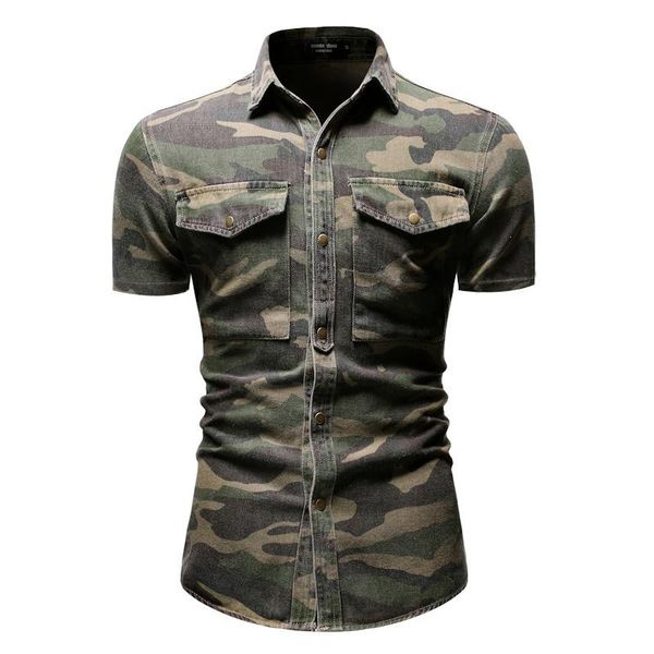 men's casual shirts 2021 spring printed shirt vintage camouflage denim large pocket loose short-sleeved for men, White;black
men's casual shirts 2021 spring printed shirt vintage camouflage denim large pocket loose short-sleeved for men, White;black