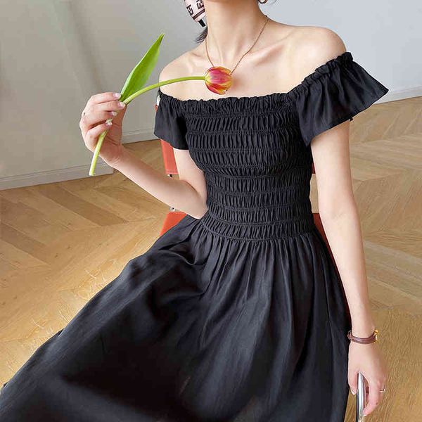 casual dresses french fashion high waist, fashion, 2021, Black;gray