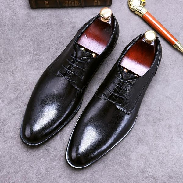 dress shoes men's genuine leather wholesale business formal wear british lace-up men retro fashion derby, Black
dress shoes men's genuine leather wholesale business formal wear british lace-up men retro fashion derby, Black