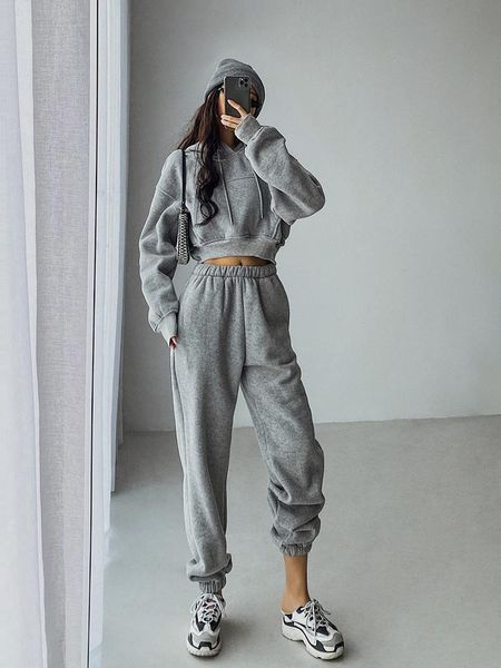 women's two piece pants womengaga winter korean hooded loose plush thickened wide leg sportswear short hoodie casual suit women wpl6, White
women's two piece pants womengaga winter korean hooded loose plush thickened wide leg sportswear short hoodie casual suit women wpl6, White