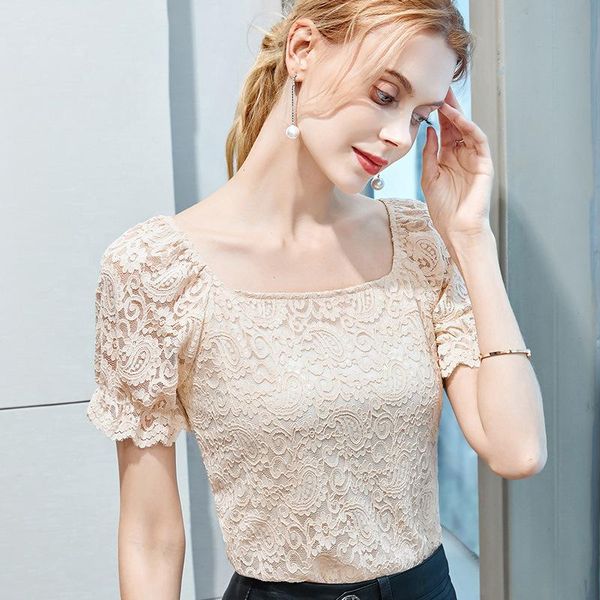 women's blouses & shirts lace short-sleeved blouse women summer 2021 hollow horn sleeve off-shoulder square collar shirt ba0001, White
women's blouses & shirts lace short-sleeved blouse women summer 2021 hollow horn sleeve off-shoulder square collar shirt ba0001, White