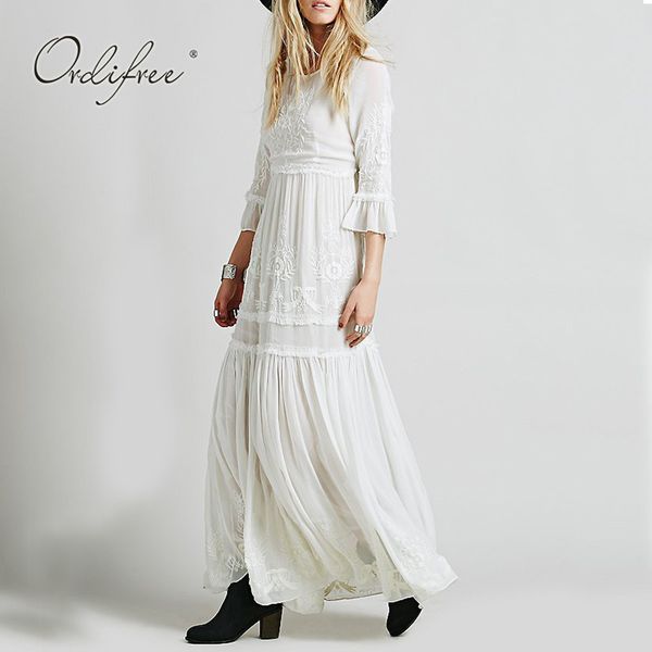 summer boho women embroidery maxi vintage white black long party dress 210415, Black;gray
summer boho women embroidery maxi vintage white black long party dress 210415, Black;gray