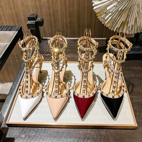 luxury dress shoes v family rivet high women's thin heels 2021 summer versatile baotou sandals nude pointed bandage single sho, Black
luxury dress shoes v family rivet high women's thin heels 2021 summer versatile baotou sandals nude pointed bandage single sho, Black