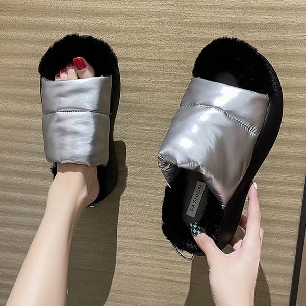 slippers 2022 winter thick bottom waterproof down cloth women fur home warm luxurious fashion shoes open toe platform, Black
slippers 2022 winter thick bottom waterproof down cloth women fur home warm luxurious fashion shoes open toe platform, Black